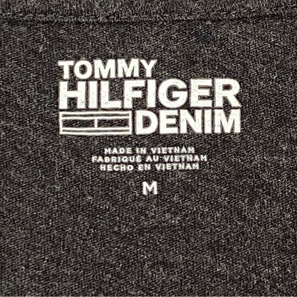 Tommy Hilfiger Denim Tee T-Shirt Mens Medium Gray 100% Cotton Chest Spellout - Picture 7 of 9